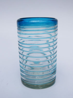 Sale Items / Aqua Blue Spiral 14 oz Drinking Glasses  / These glasses offer the perfect combination of style and beauty, with aqua blue spirals all around.